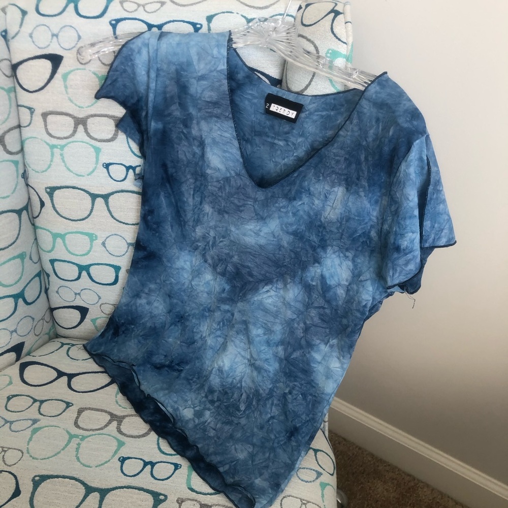 BLUE TIE DYE LOOK SHORT SLEEVE TEE SMALL